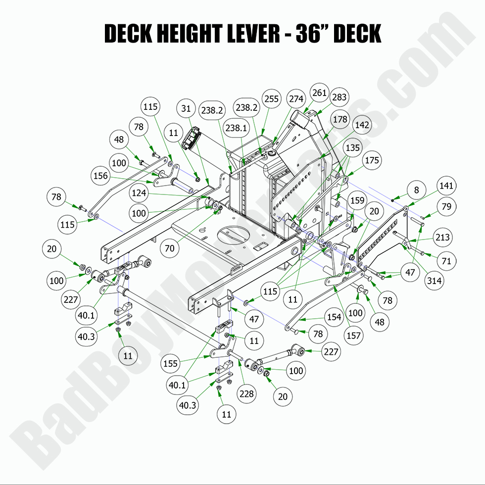 2022 Revolt - Deck Height Lever - 36" Deck